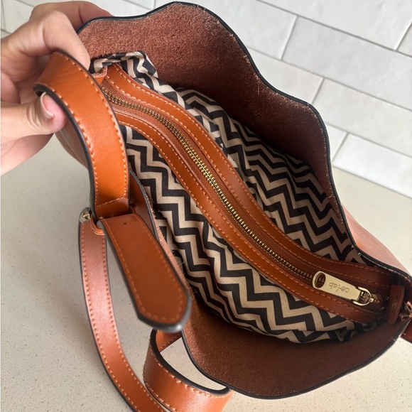 Co Lab Leather Shoulder Crossbody Brown Bag Purse removable insert NWOT - Picture 8 of 11